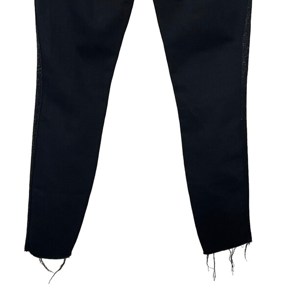 MOTHER Looker Ankle Fray Jeans Women’s 24 Black Tuxedo Stripe Raw Hem Skinny - Picture 7 of 16